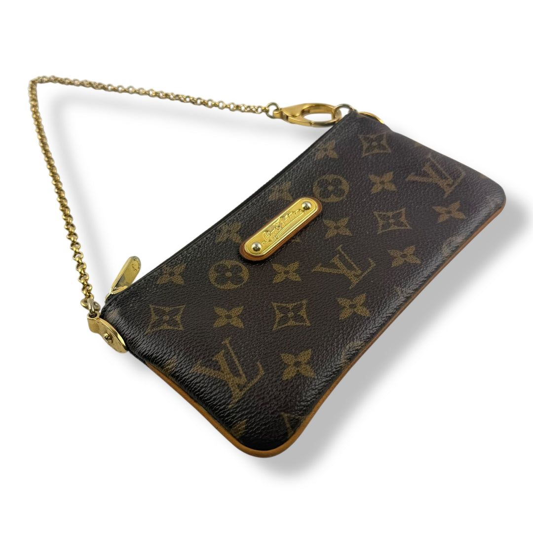 Louis Vuitton Milla MM Pochette Brown Monogram Wallet on Chain Handbag