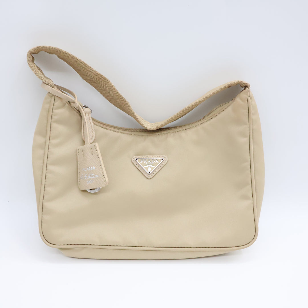 Prada Beige Nylon Re-Nylon Re-Edition 2000 Pochette Handbag