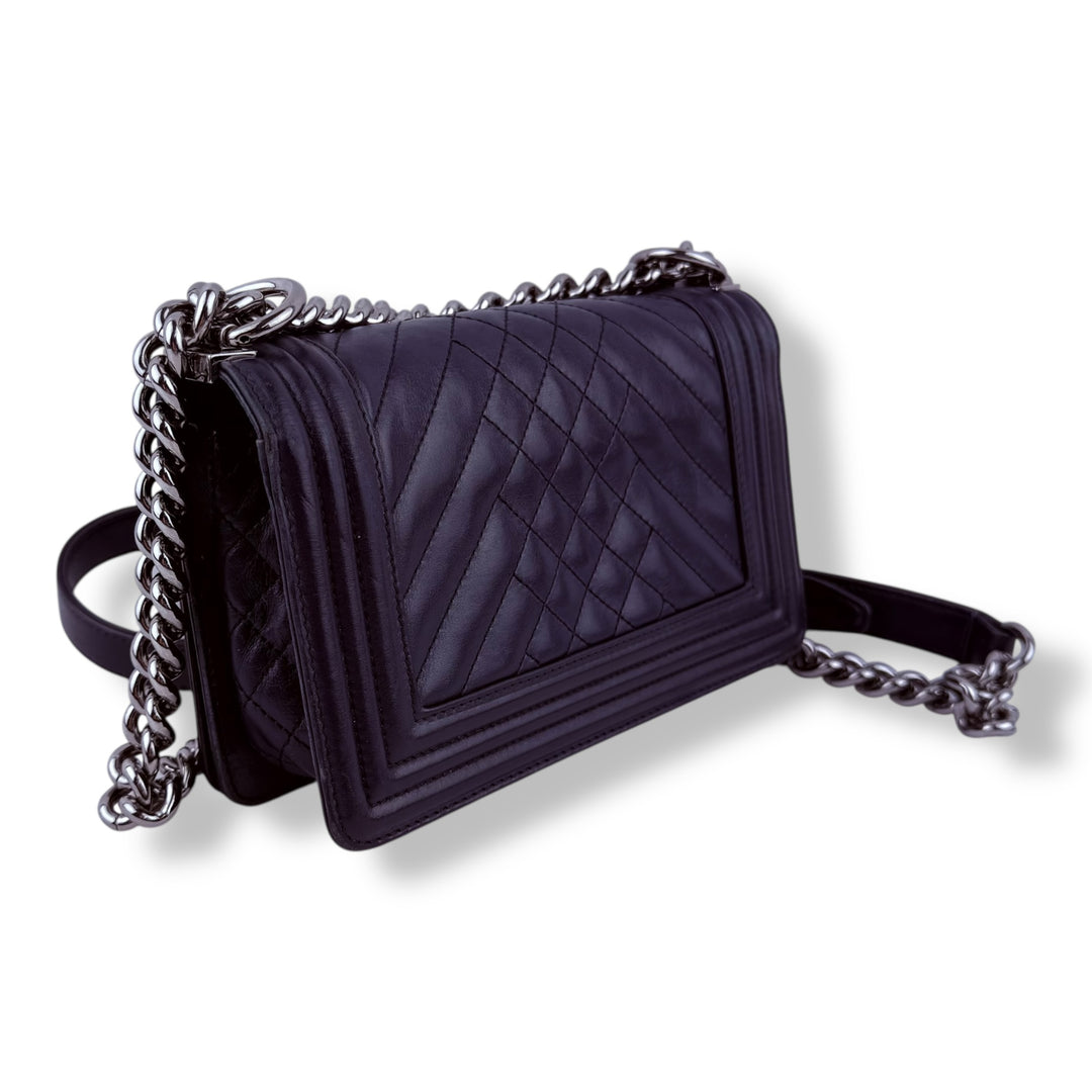 Chanel Navy Small Lambskin Boy Handbag