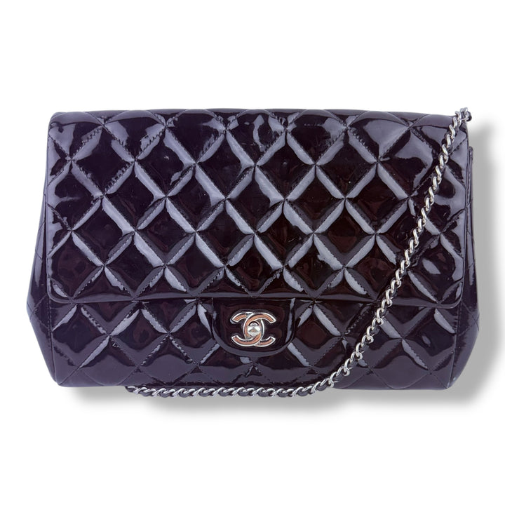 Chanel Black Patent Classic Flap Shoulder Handbag