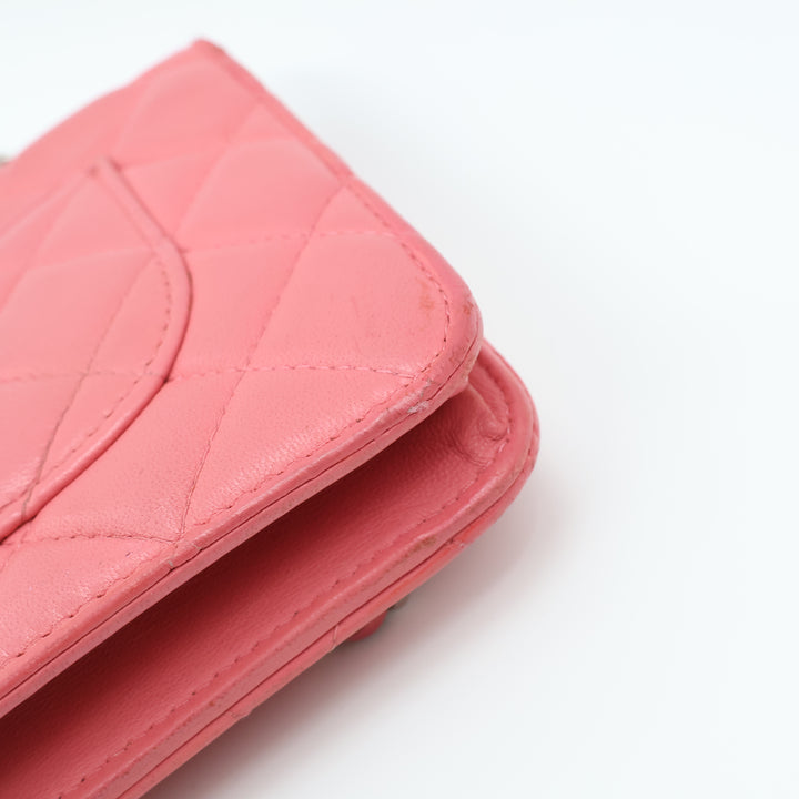 CHANEL Lambskin Quilted Wallet On Chain WOC Pink Handbag