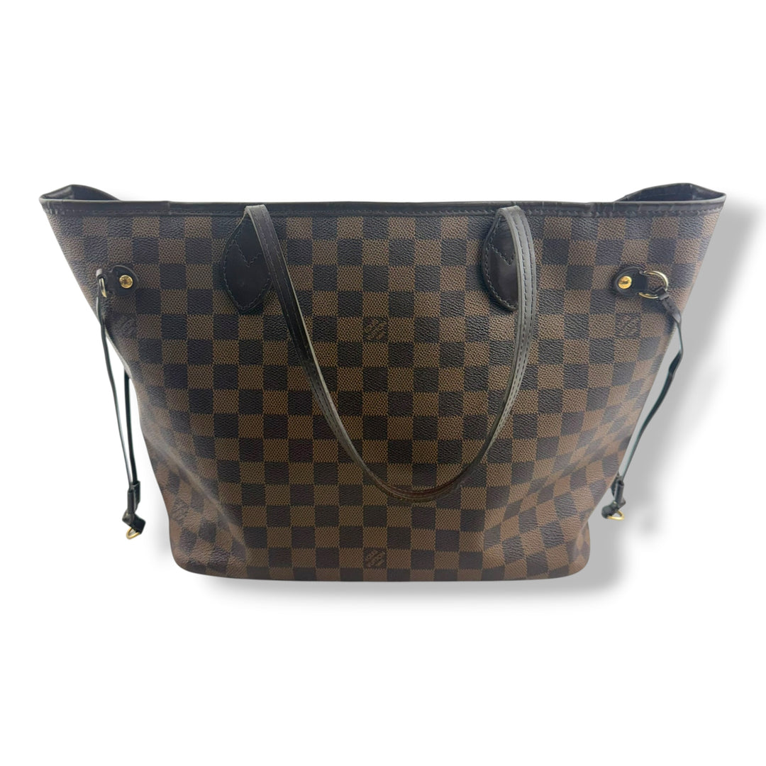 Louis Vuitton Brown Damier Neverfull MM Handbag W/ Clutch Pouch
