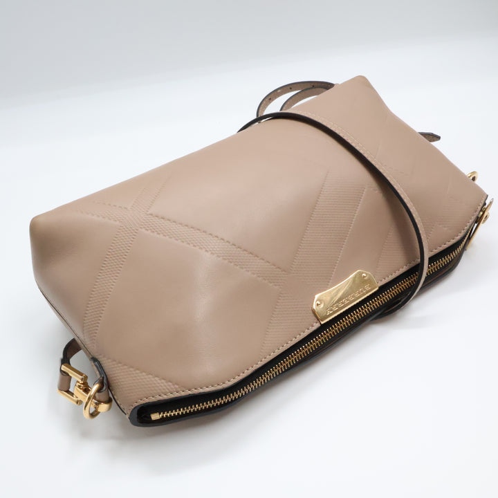 Burberry Nude Leather Embossed Crossbody Bag