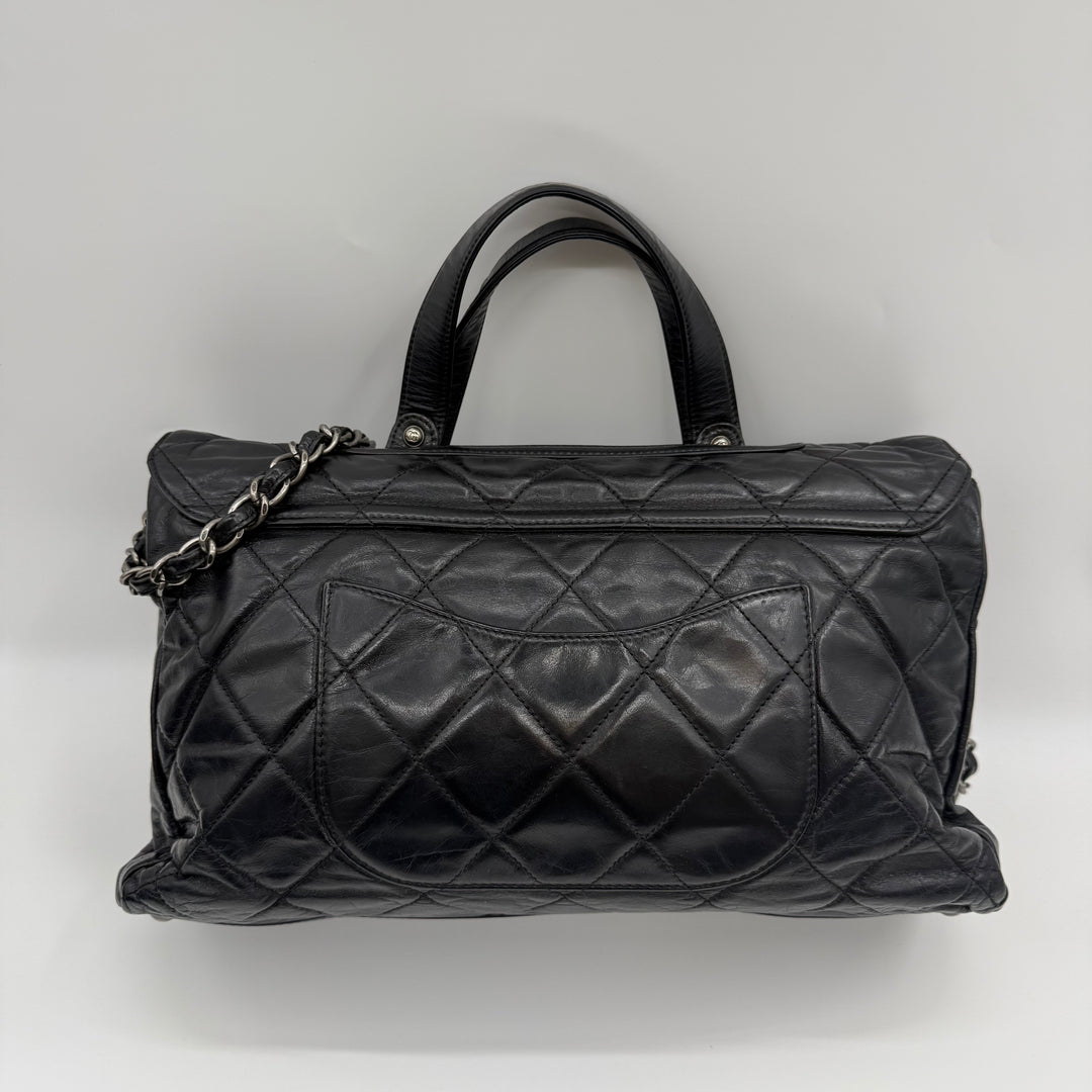 Chanel CC Boy Black Lambskin Satchel Handbag