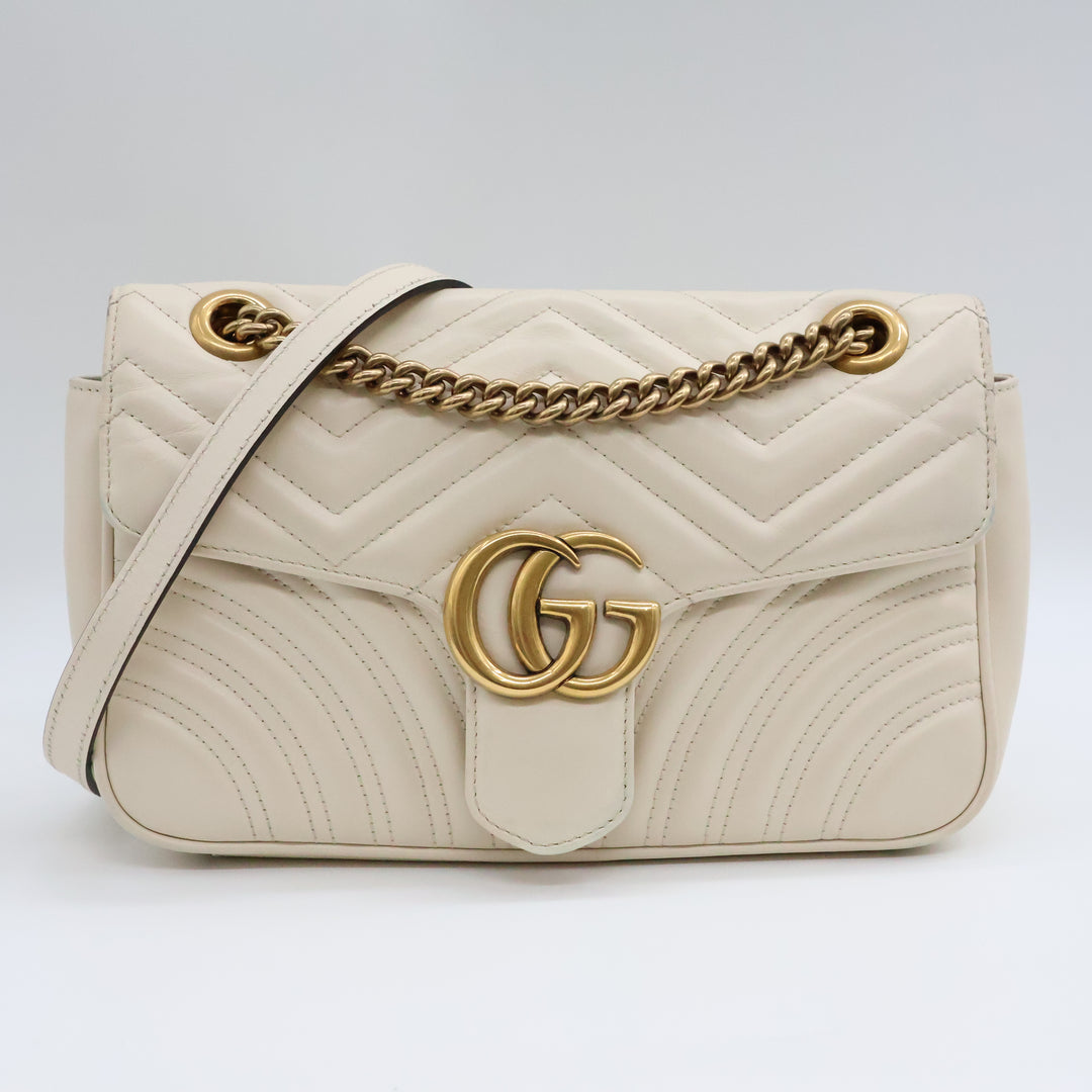Gucci GG Marmont White Leather Small Handbag