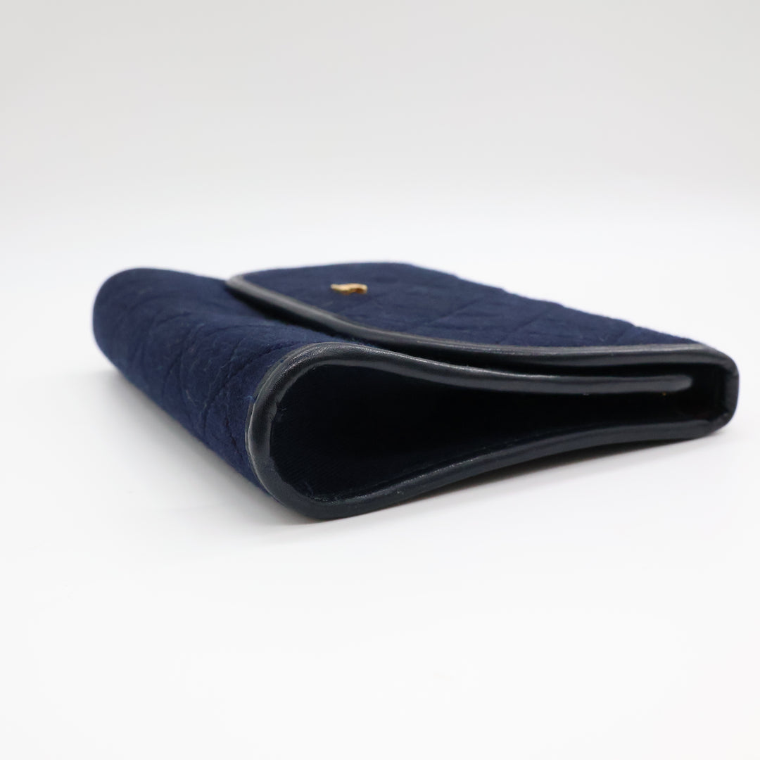 Chanel Navy Quilted Cotton Vintage Mini Matelasse Handbag