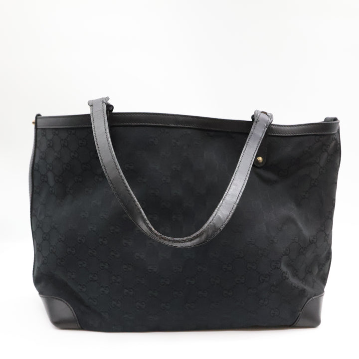 Gucci GG Black Monogram Tote Handbag W/ Pouch