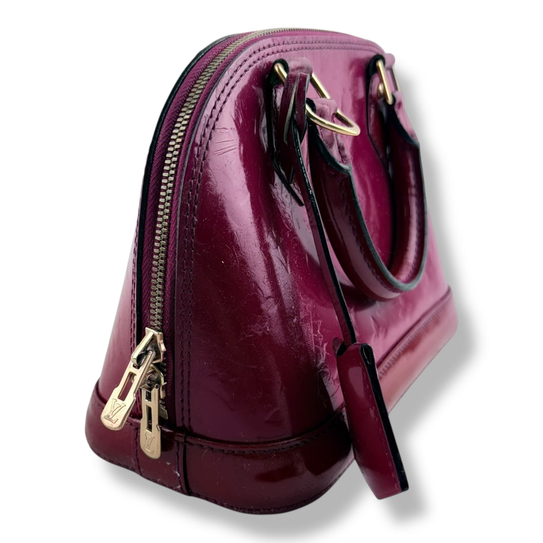 Louis Vuitton Alma BB Vernis Red Monogram Handbag