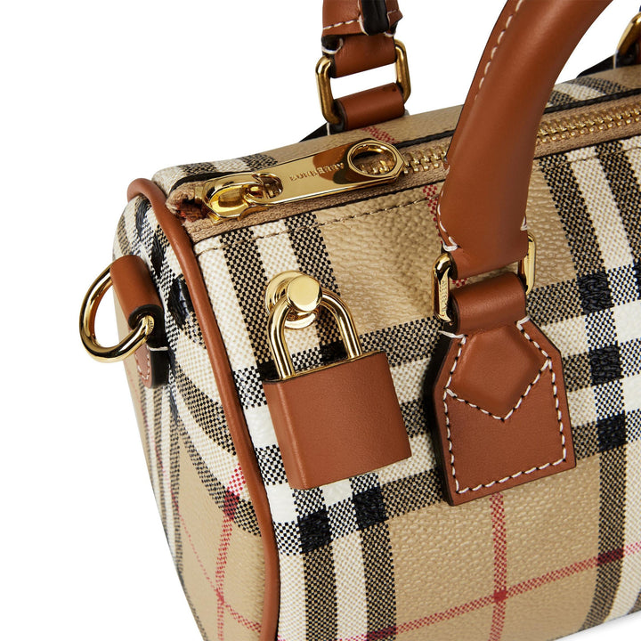 Burberry Checked Canvas Beige Mini Bowling Bag New with tags