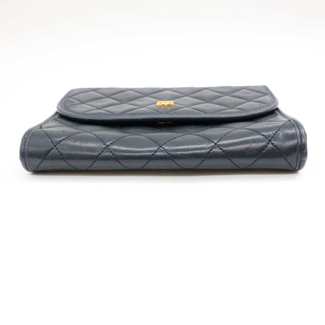 Chanel Navy Lambskin Vintage Mini Matelasse Handbag