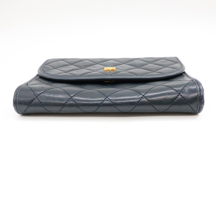 Chanel Navy Lambskin Vintage Mini Matelasse Handbag