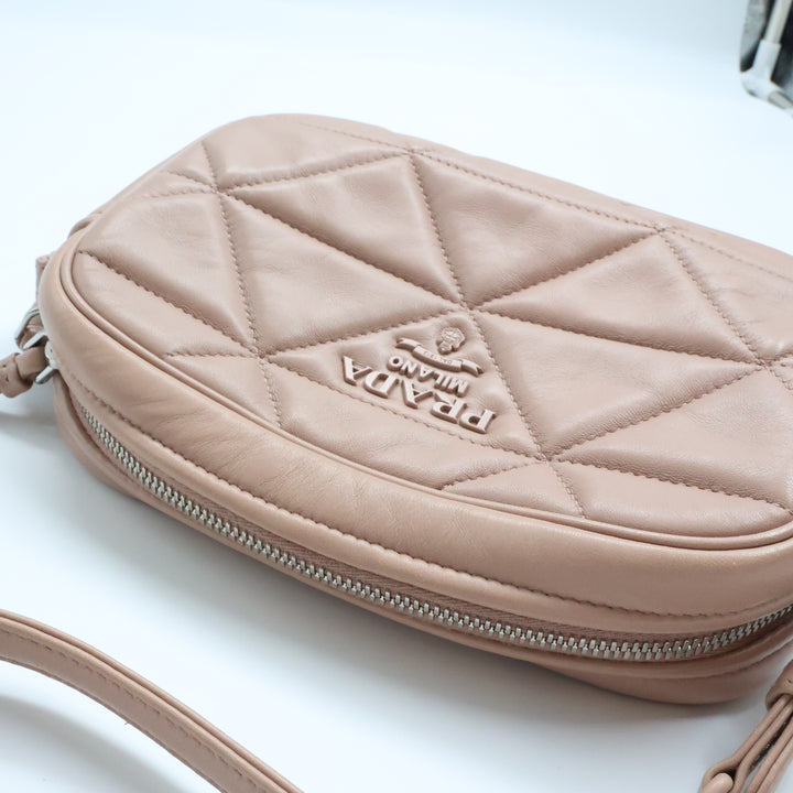 Prada Pink Nappa Gauffre Leather Camera Crossbody Handbag