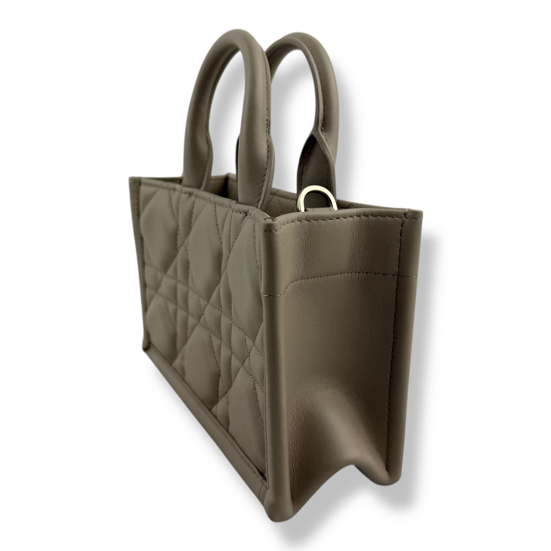Mini Dior Book Tote Desert Taupe Macrocannage Calfskin
