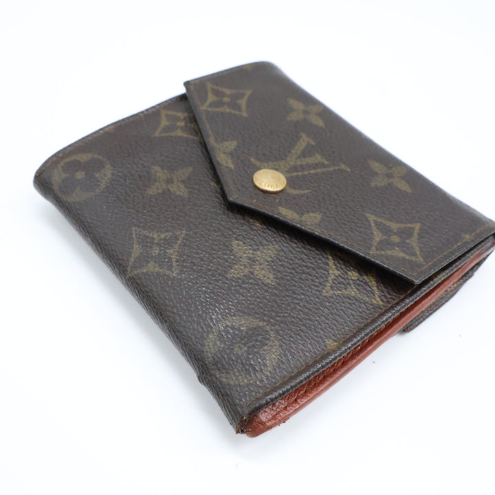 Louis Vuitton Vintage Brown Monogram V Flap Compact Bifold Wallet Purse Good/Very Good Condition