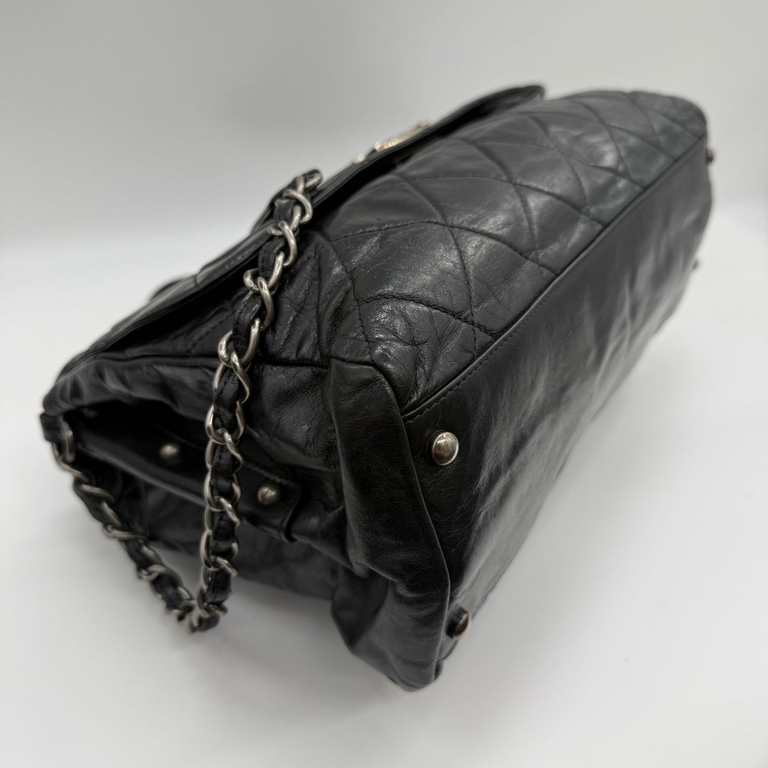 Chanel CC Boy Black Lambskin Satchel Handbag