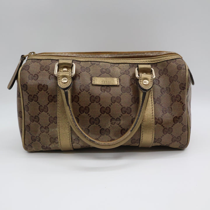 Gucci GG Gold/Beige Boston Canvas Bag