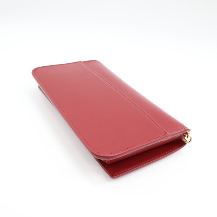 YSL Saint Laurent Red Smooth Leather Phone Holder Crossbody Pouch