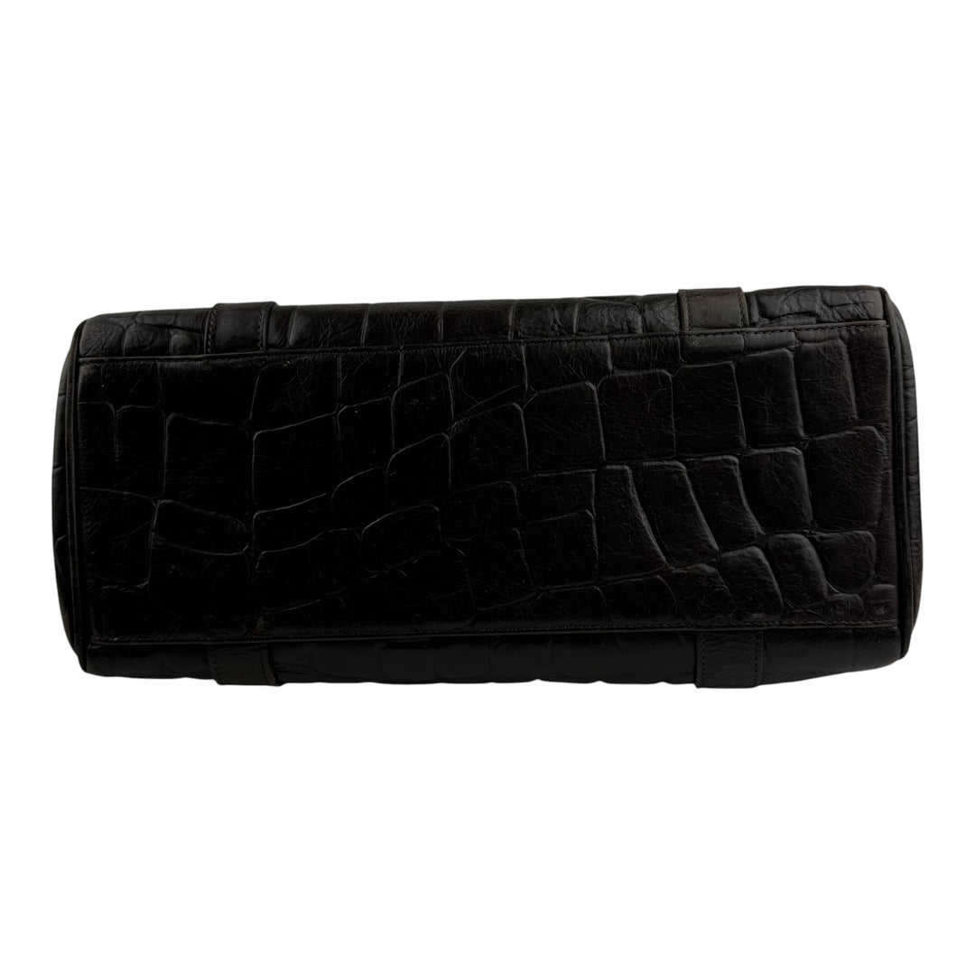 Mulberry Bayswater Brown Croc Embossed Leather Handbag