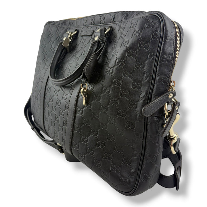Gucci Guccissima Black Briefcase Business Bag