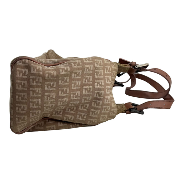 Fendi Zucchino Beige/Pink FF Monogram Canvas Hobo Handbag
