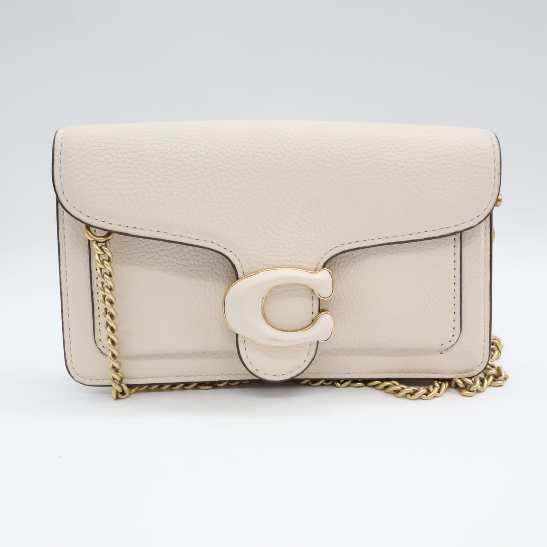 Coach Tabby Wallet On Chain Cream Leather Handbag