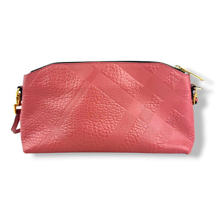 Burberry Pink Check Ebossed Crossbody Handbag