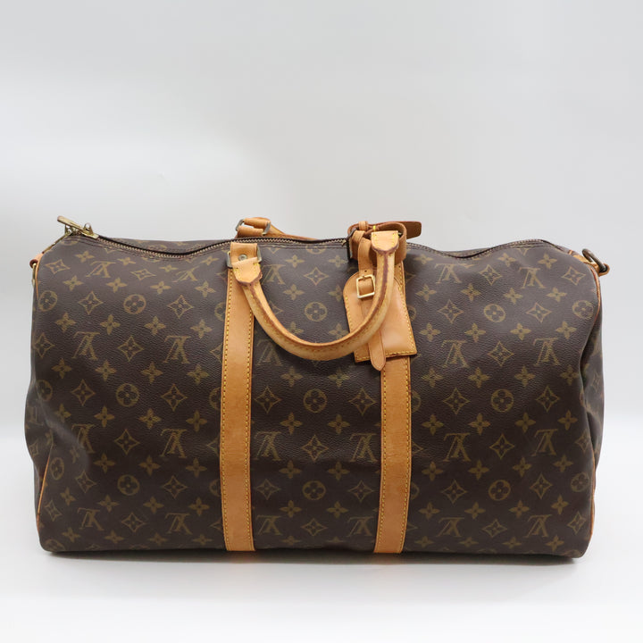 Louis Vuitton Bandouliere Vintage Brown Monogram 50 Keepall Duffle Bag