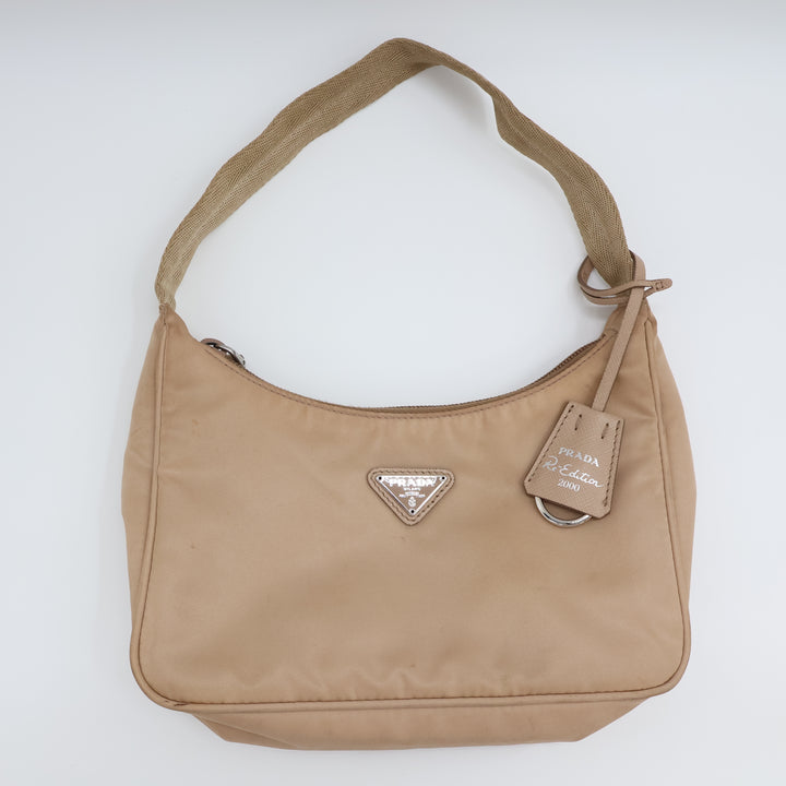 Prada Beige Nylon Re-Nylon Re-Edition 2000 Pochette Handbag