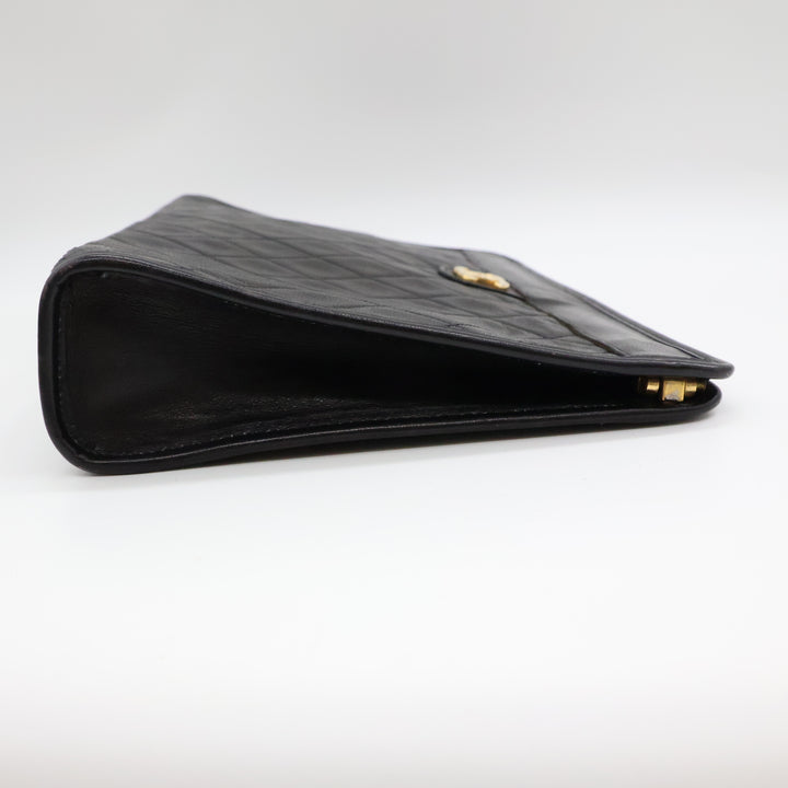 Chanel CC Black Quilted Lambskin Vintage Clutch Bag