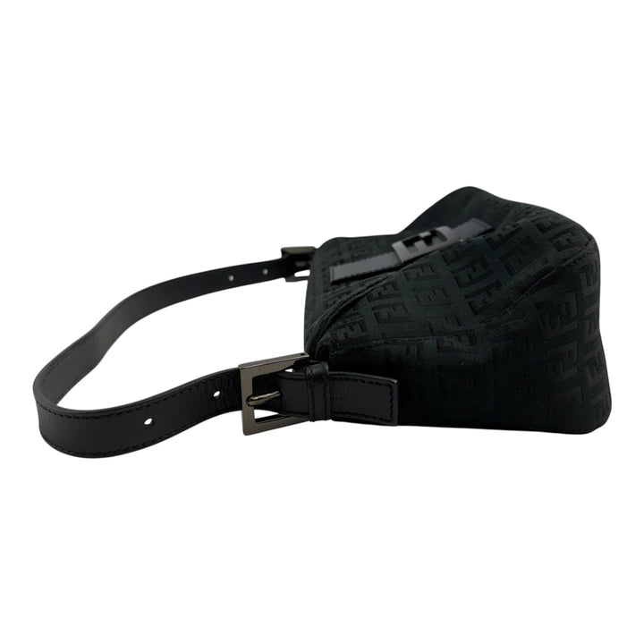 Fendi FF Zucchino Mamma Baguette Black Handbag