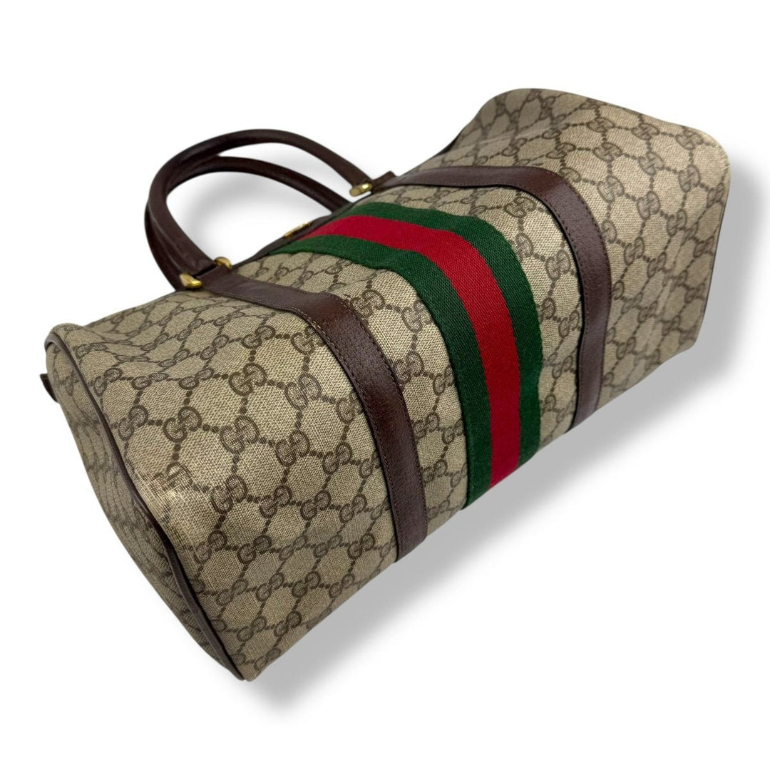 Gucci Beige GG Monogram Boston Canvas Bag