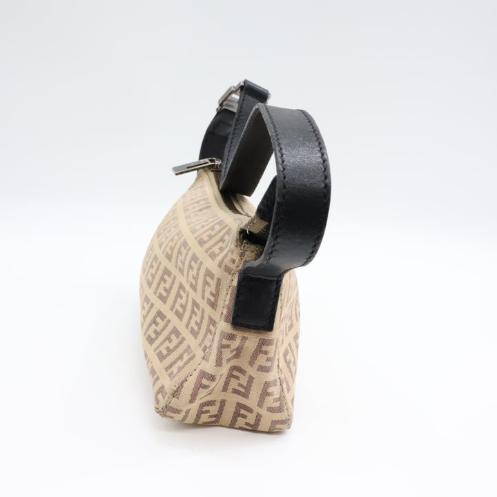 Fendi FF Zucchino Baguette Beige Handbag