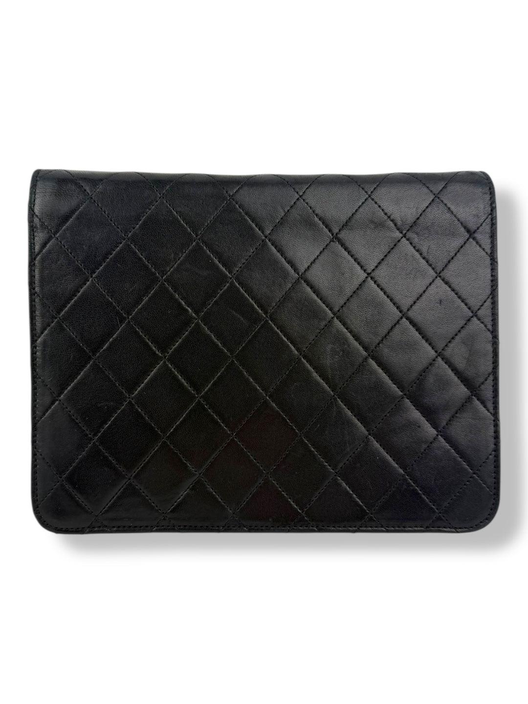 CHANEL CC Logo Matelasse Black Leather Single Flap Chain Shoulder Handbag