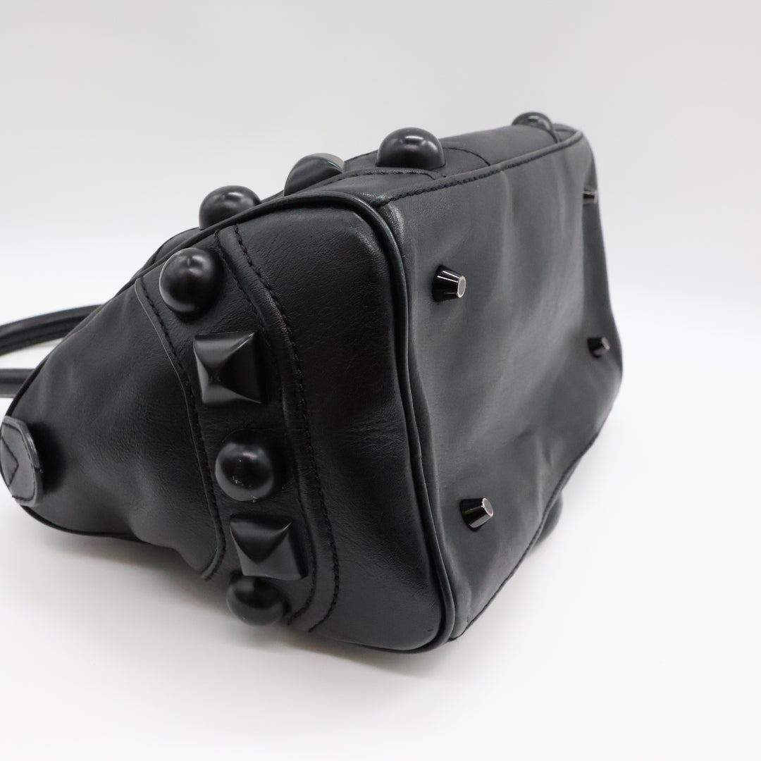Burberry Black Leather Stud Bowling Bag