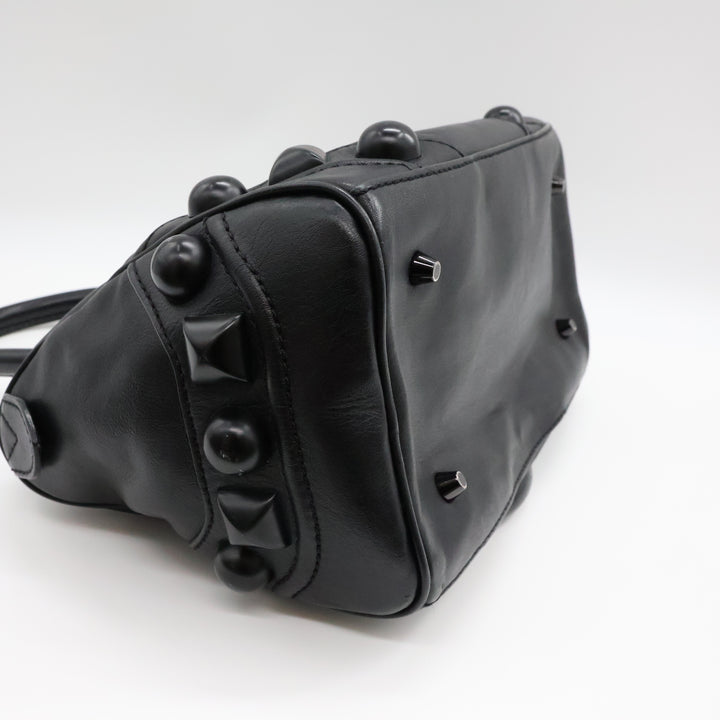 Burberry Black Leather Stud Bowling Bag