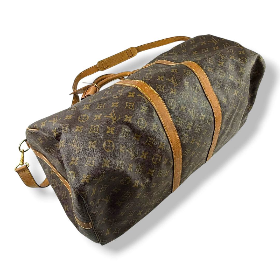 Louis Vuitton Bandouliere Vintage Brown Monogram 55 Keepall Duffle Bag