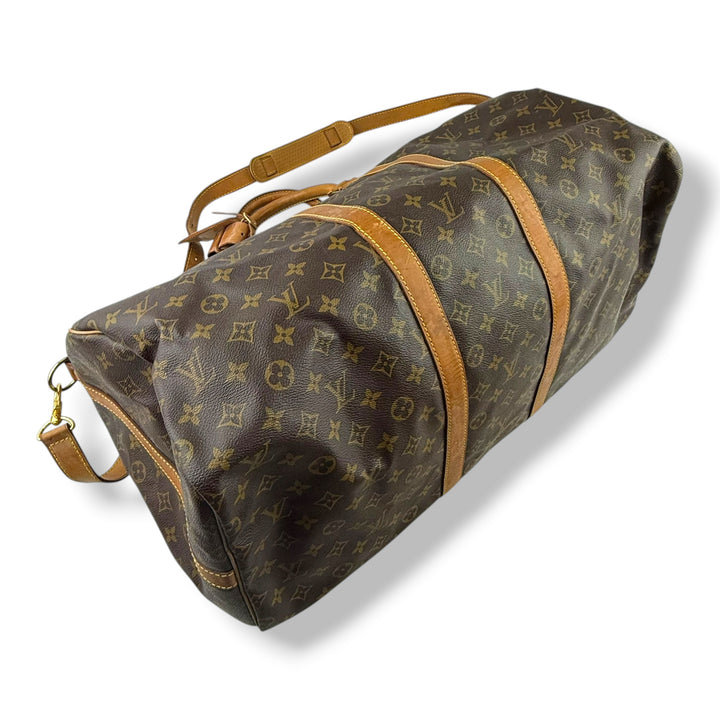 Louis Vuitton Bandouliere Vintage Brown Monogram 55 Keepall Duffle Bag
