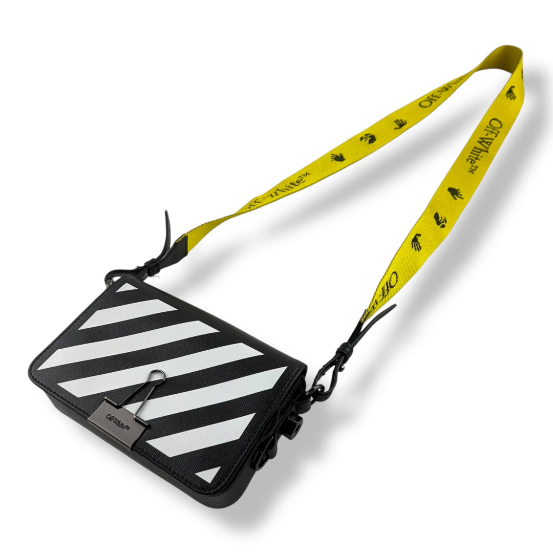 Off-White Mini Binder Black Clip Flap Crossbody Bag