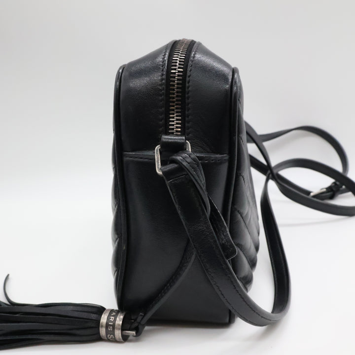 Saint Laurent Medium YSL Black Lou Black Quilted Leather Crossbody Handbag