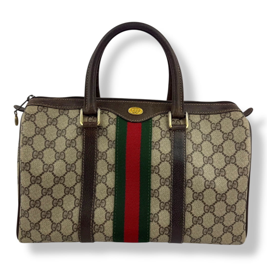 Gucci Beige GG Monogram Boston Canvas Bag