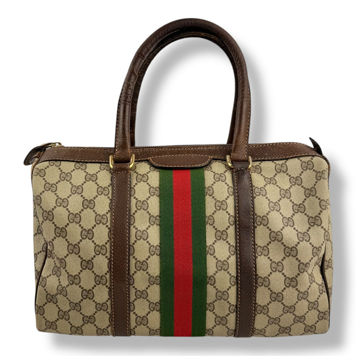 Gucci Beige GG Monogram Boston Canvas Bag