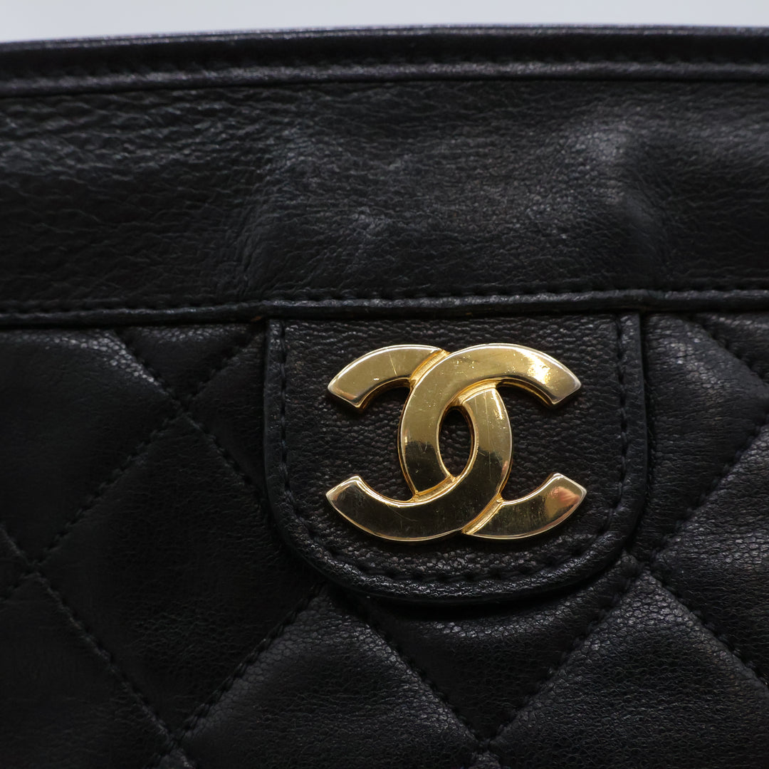 Chanel CC Black Quilted Lambskin Vintage Clutch Bag