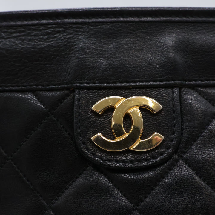 Chanel CC Black Quilted Lambskin Vintage Clutch Bag