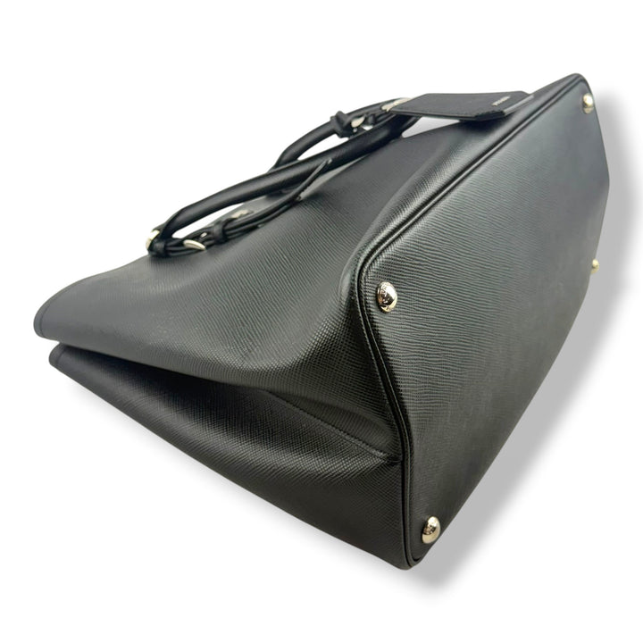 Prada Medium Double Tote Black Medium Leather Tote Handbag