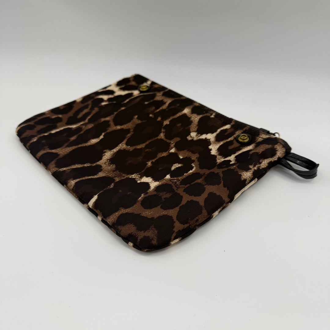 Coach Ocelot Brown Sateen Clutch Handbag