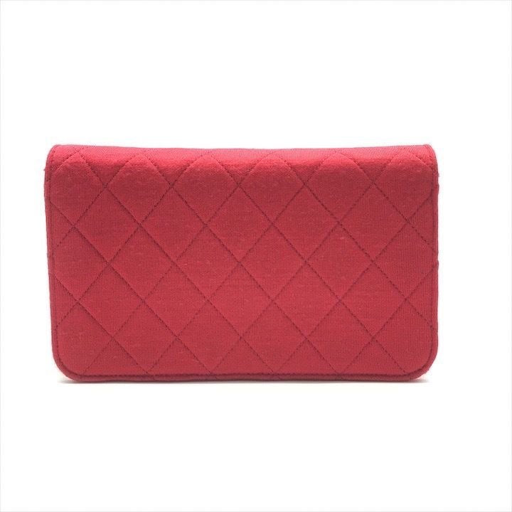 Chanel CC Red Push Lock Single Flap Quilted Cotton Shoulder Handbag