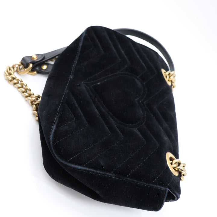 Gucci GG Marmont Black Velvet Mini Handbag