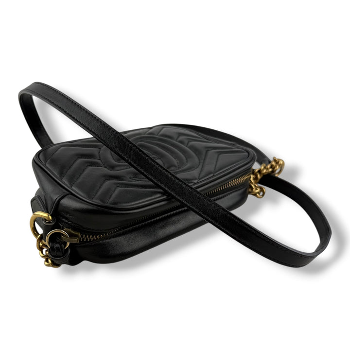 Gucci GG Black Mini Marmont Leather Handbag