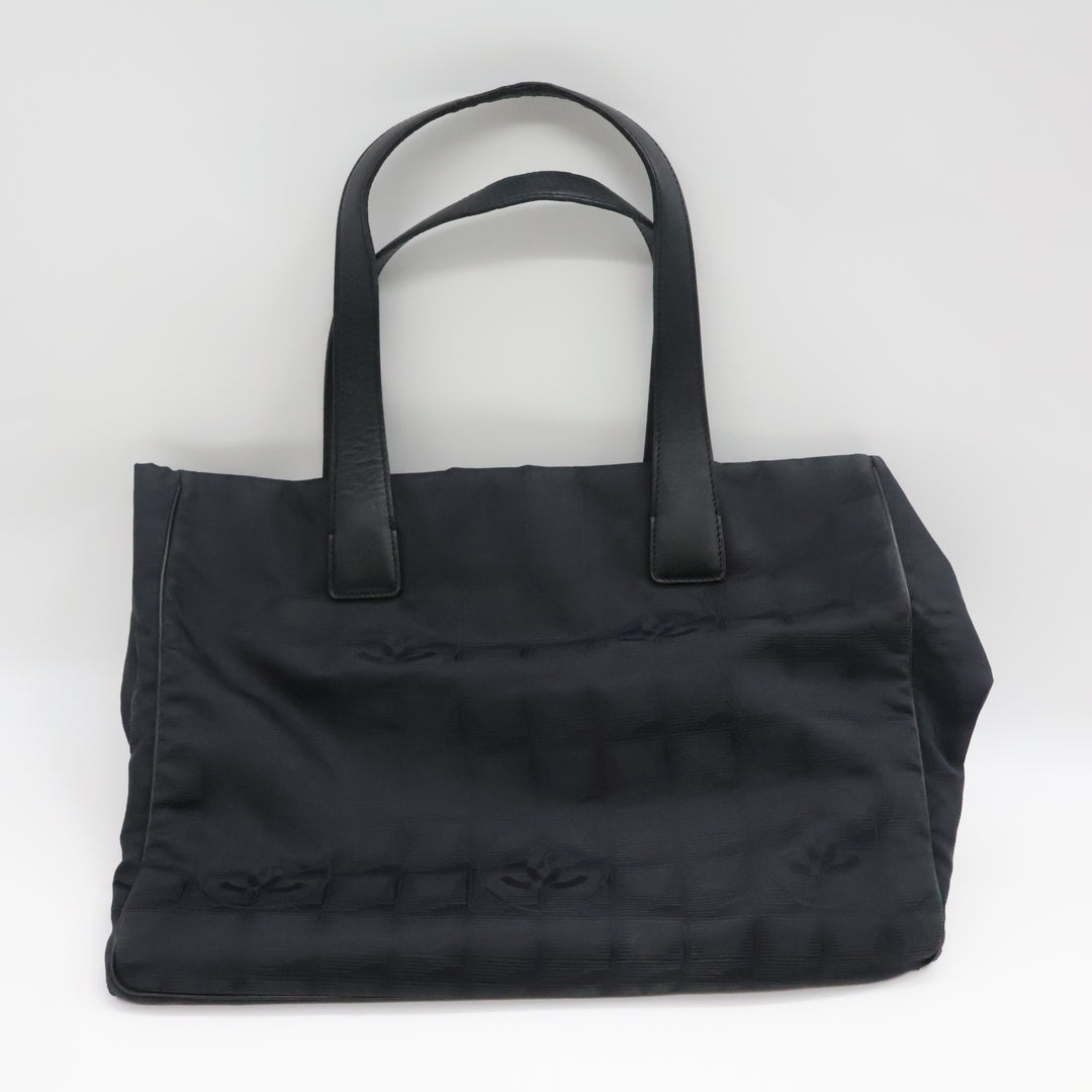 Chanel Black Travel Line Canvas Tote Handbag