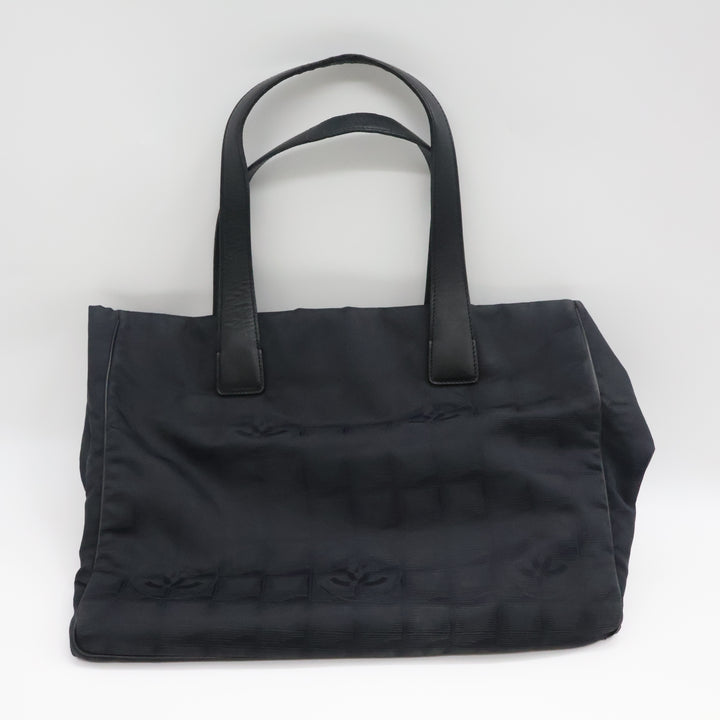 Chanel Black Travel Line Canvas Tote Handbag
